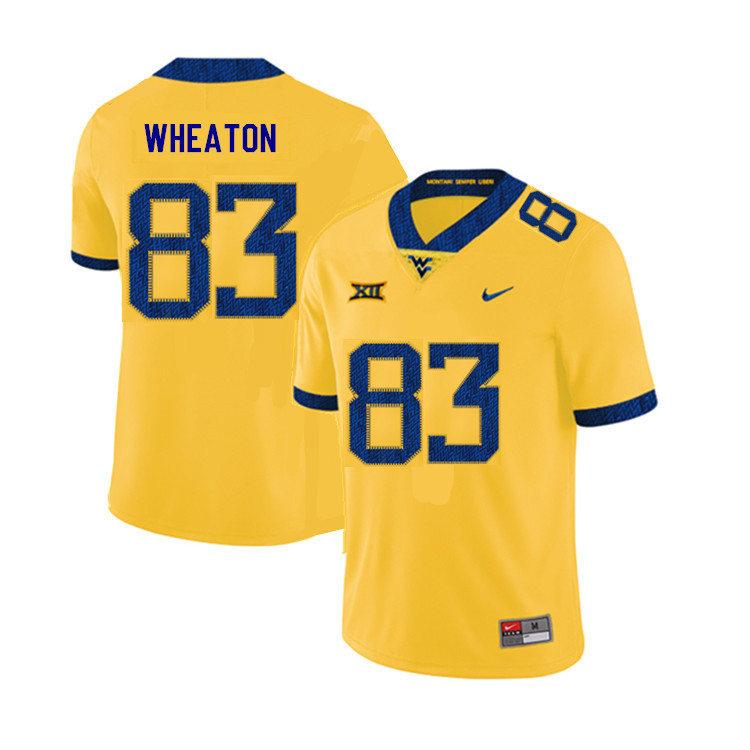 2019 Men #83 Bryce Wheaton West Virginia Mountaineers College Football Jerseys Sale-Yellow - Click Image to Close